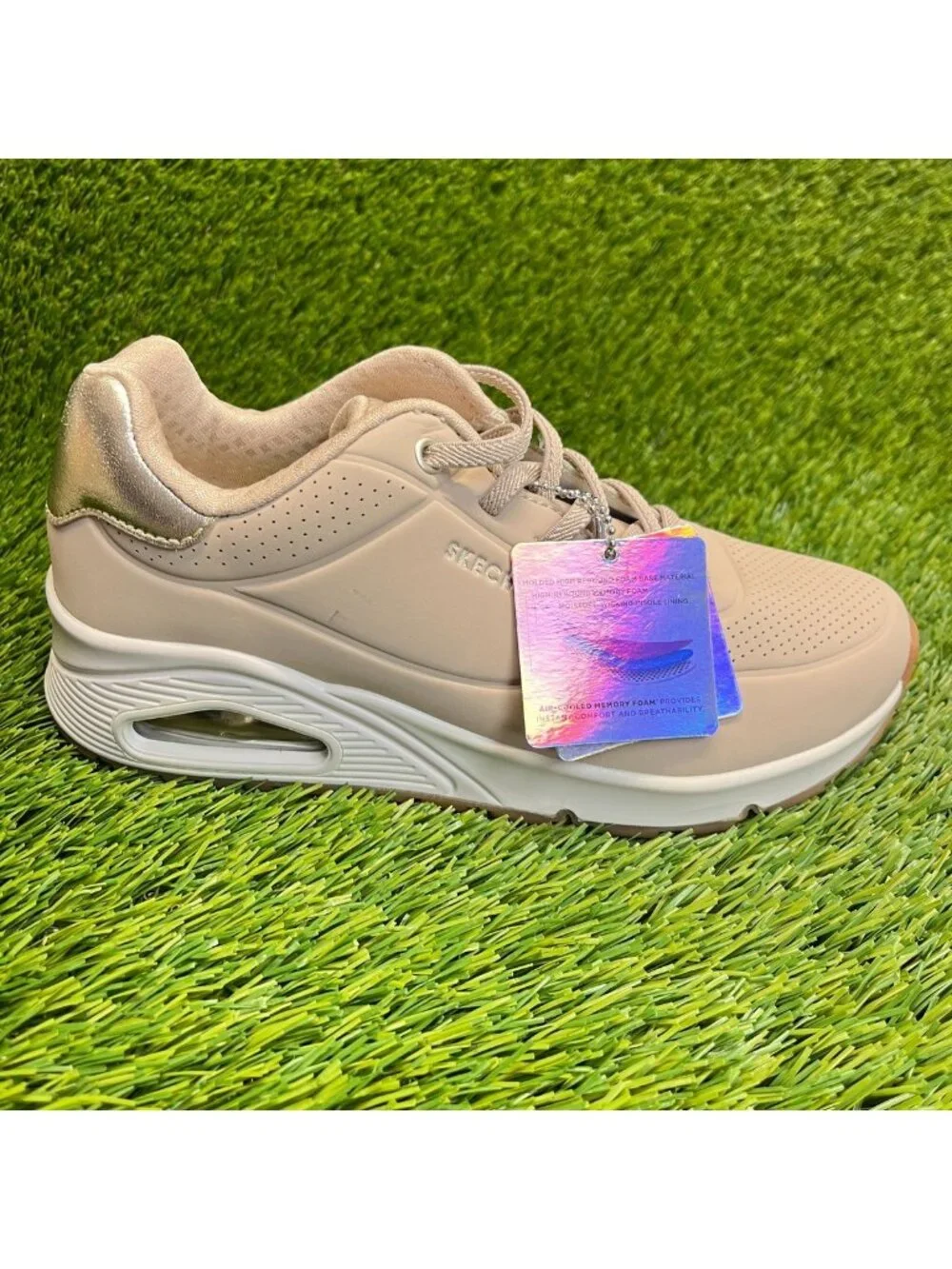 Skechers Uno Shimmer Away Womens Size 6 Beige Athletic Running Shoes Sneakers